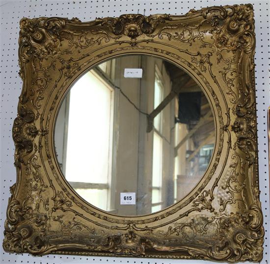 Gilt framed circular mirror(-)